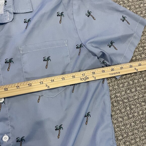 Palm Tree Shirt Men's Sz M Button Down Bundle Short Sleeve Vacation Beach Blue - Picture 4 of 5